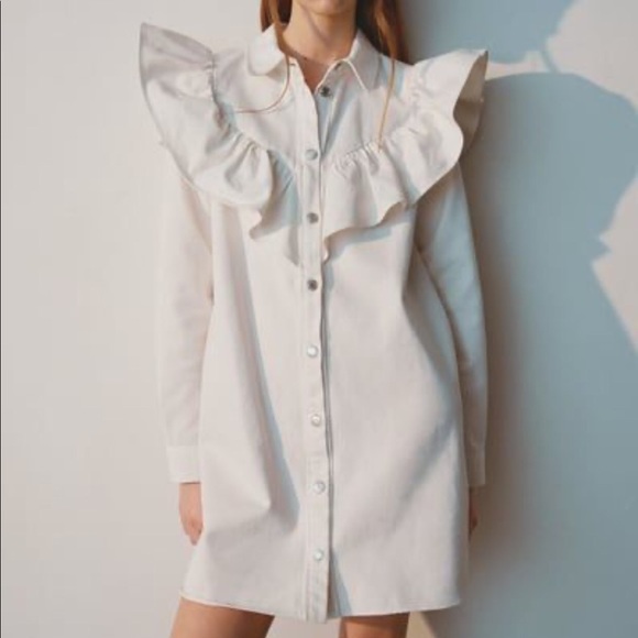 zara ruffle denim dress Zara | Dresses | Zara Ruffle Denim Dress Size S